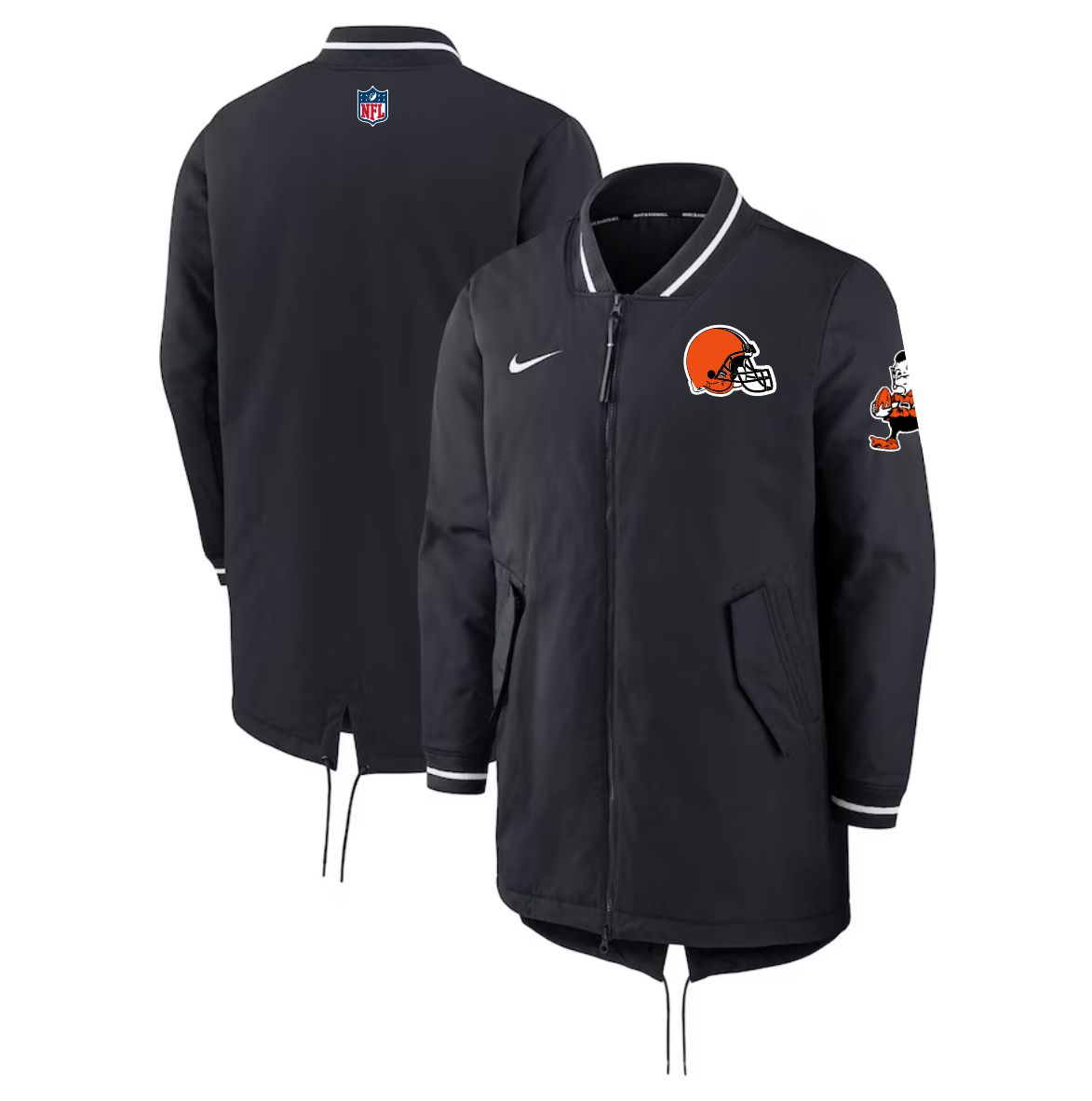 Men 2026 NFL Cleveland Browns black Extended Cotton Jacket style 01
